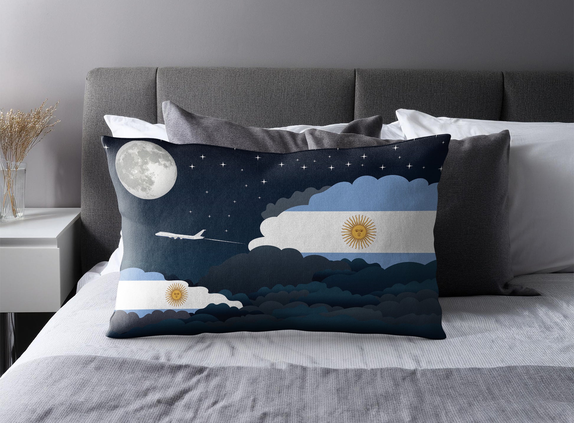Argentina Night Clouds Pillow Case and Pillow Throw