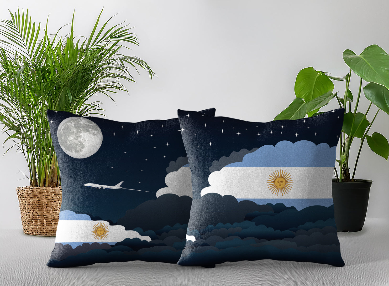 Argentina Night Clouds Pillow Case and Pillow Throw
