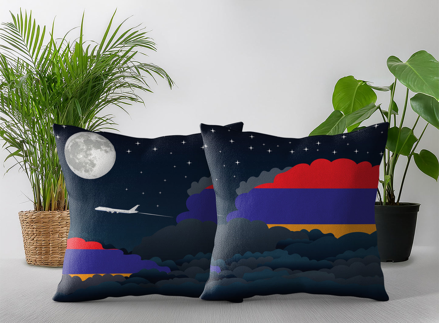 Armenia Night Clouds Pillow Case and Pillow Throw
