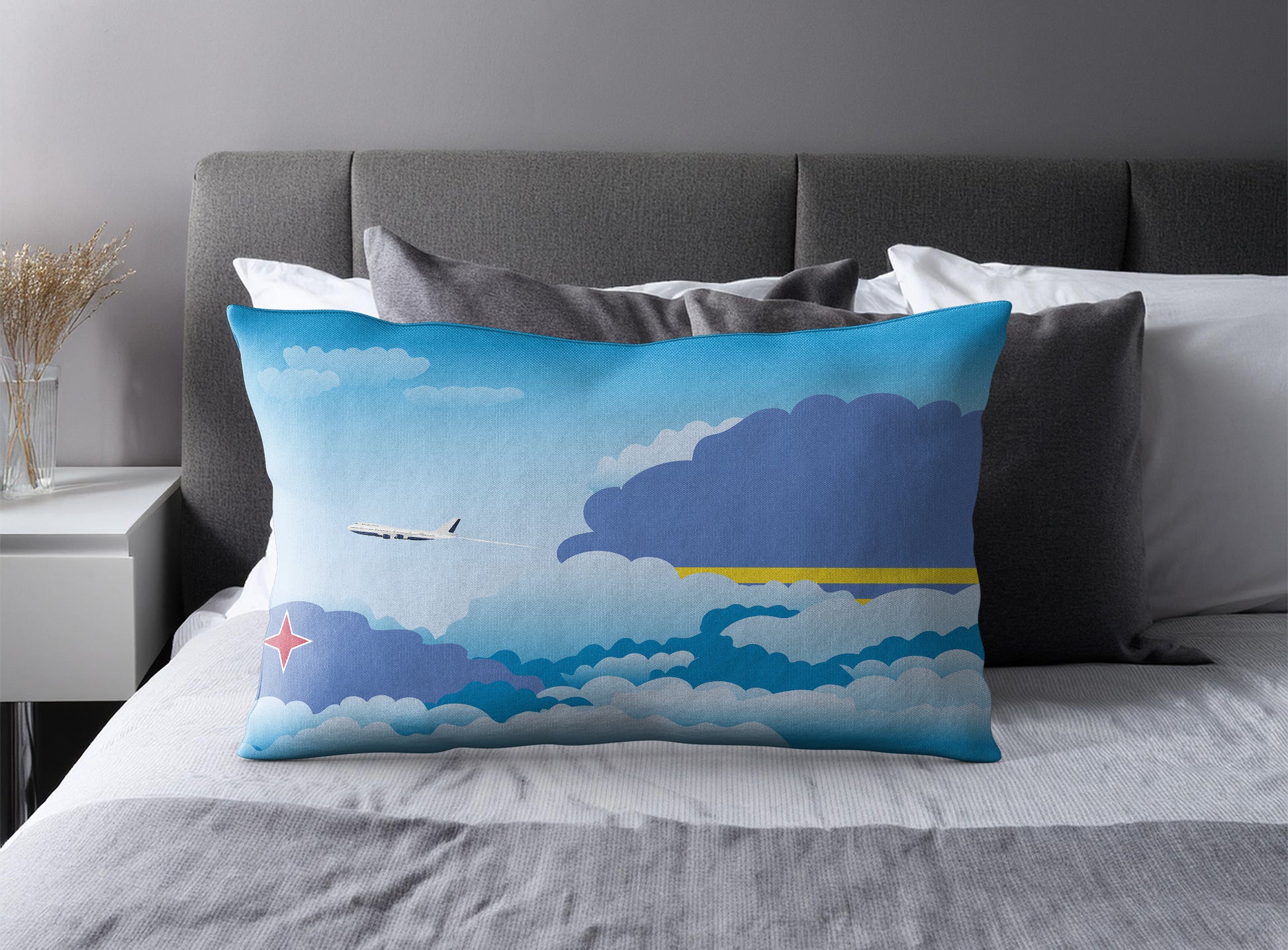 Aruba Day Clouds Pillow Case and Pillow Throw