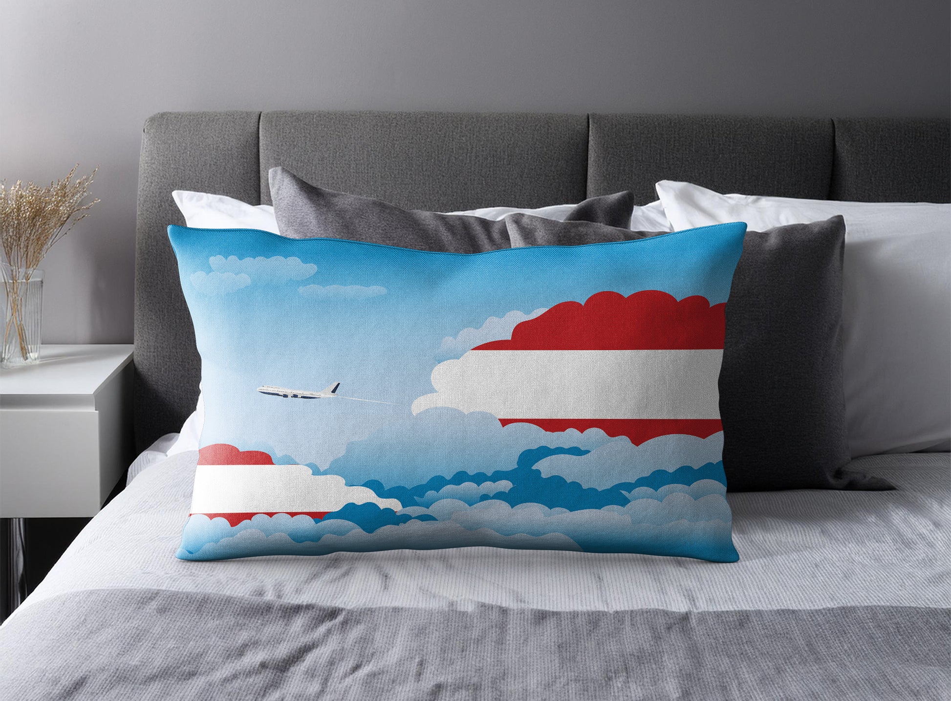 Austria Day Clouds Pillow Case and Pillow Throw