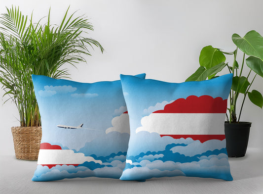 Austria Day Clouds Pillow Case and Pillow Throw