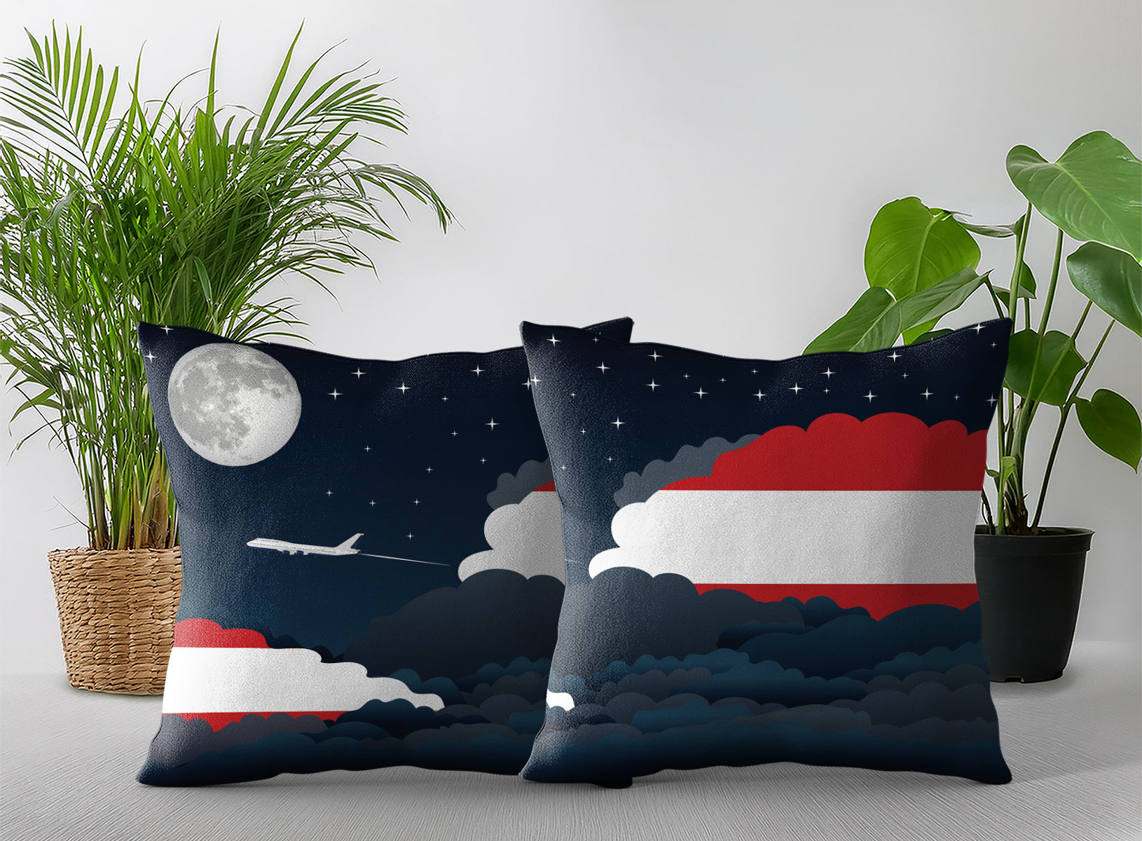 Austria Night Clouds Pillow Case and Pillow Throw