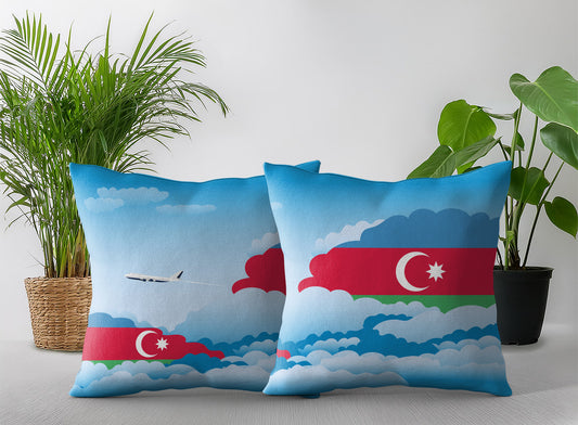 Azerbaijan Day Clouds Pillow Case and Pillow Throw