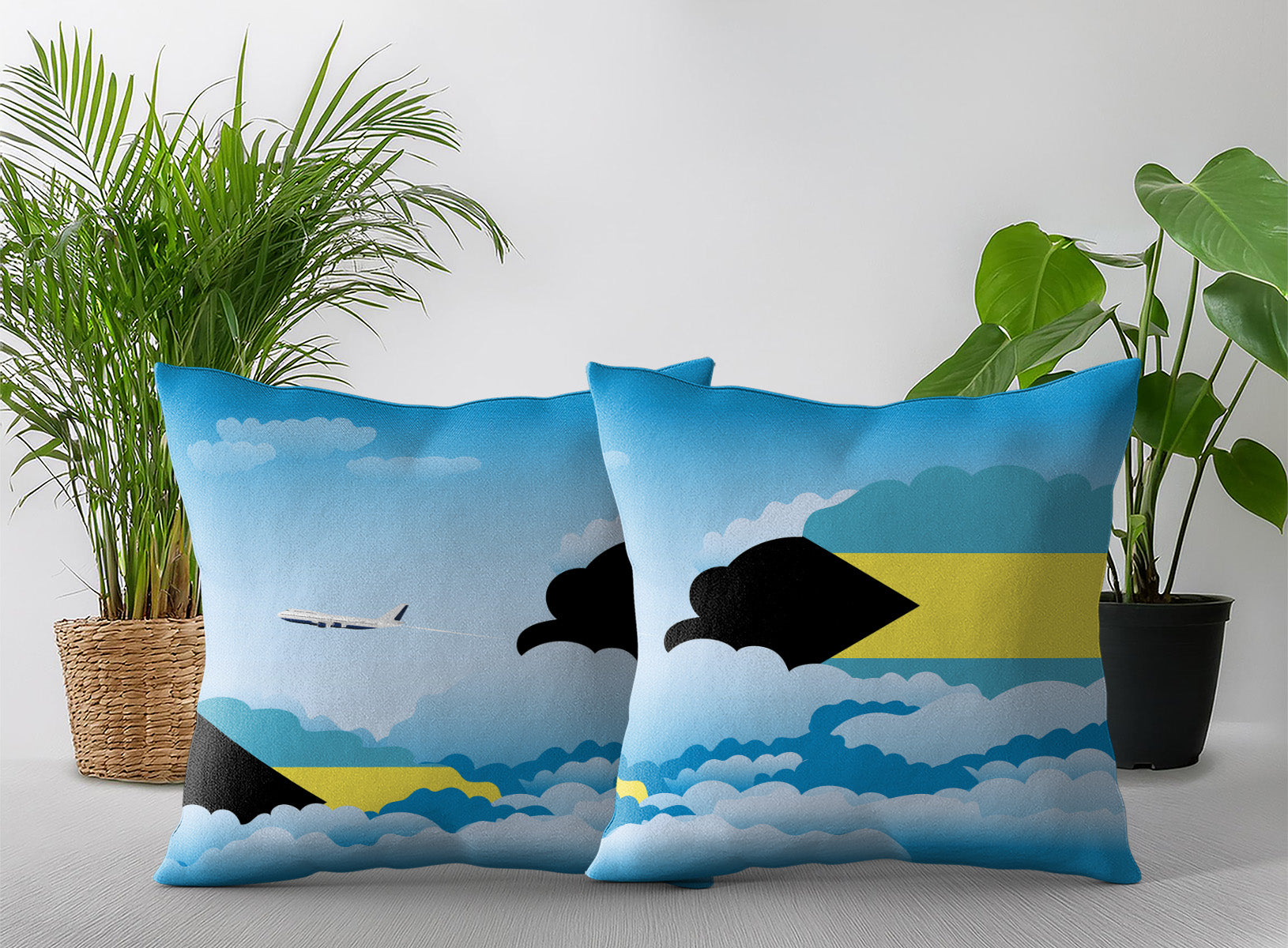 Bahamas Day Clouds Pillow Case and Pillow Throw
