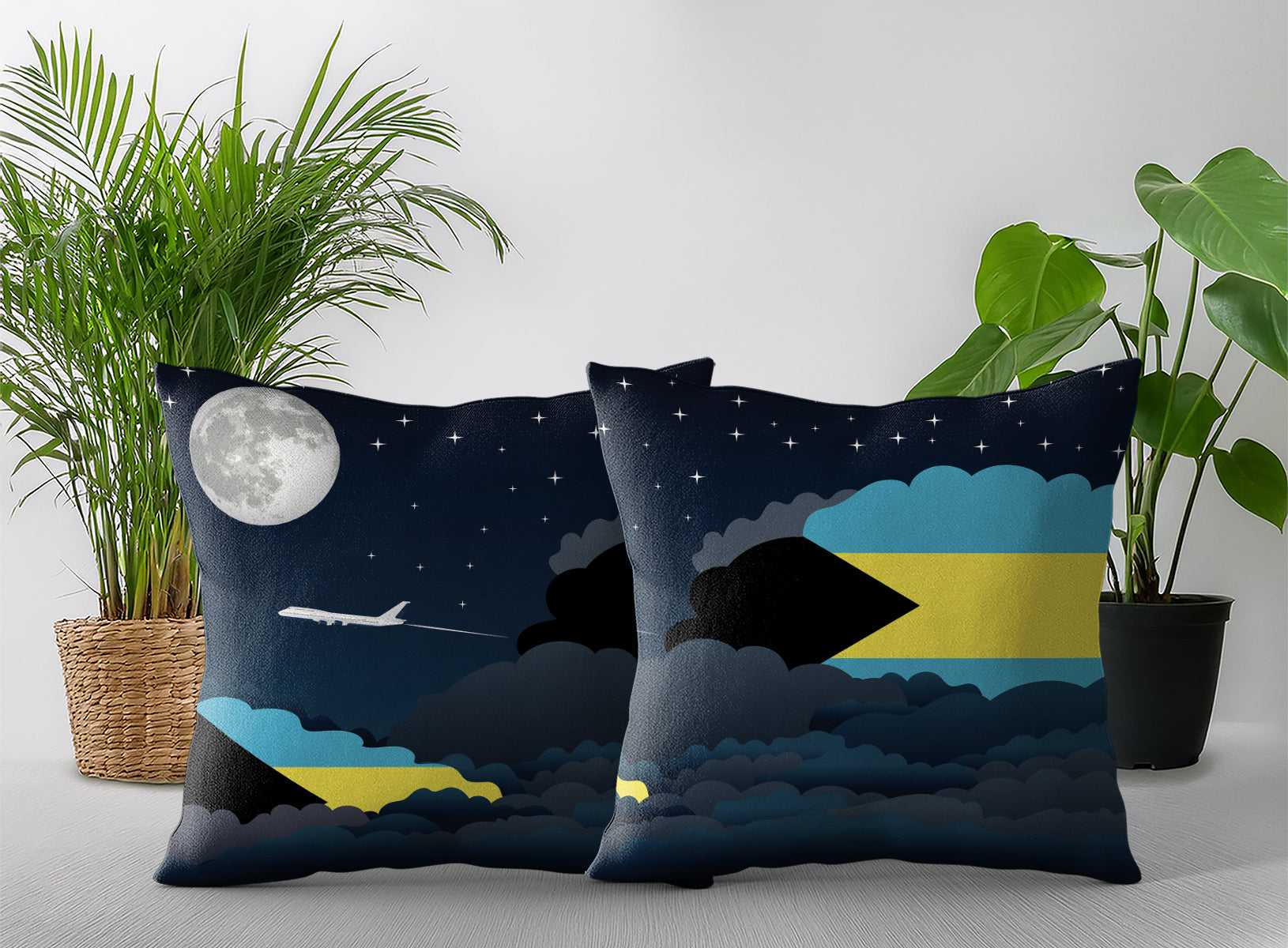 Bahamas Night Clouds Pillow Case and Pillow Throw