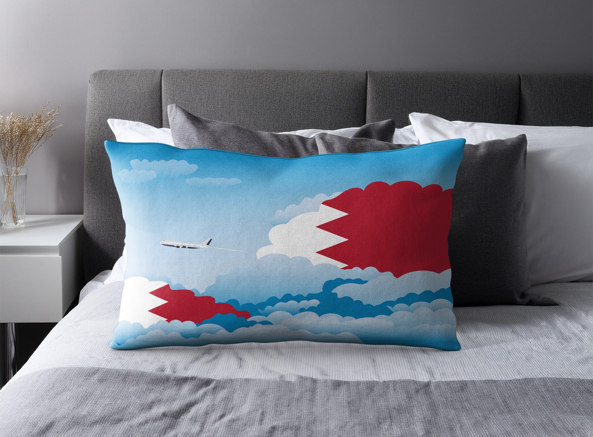 Bahrain Day Clouds Pillow Case and Pillow Throw