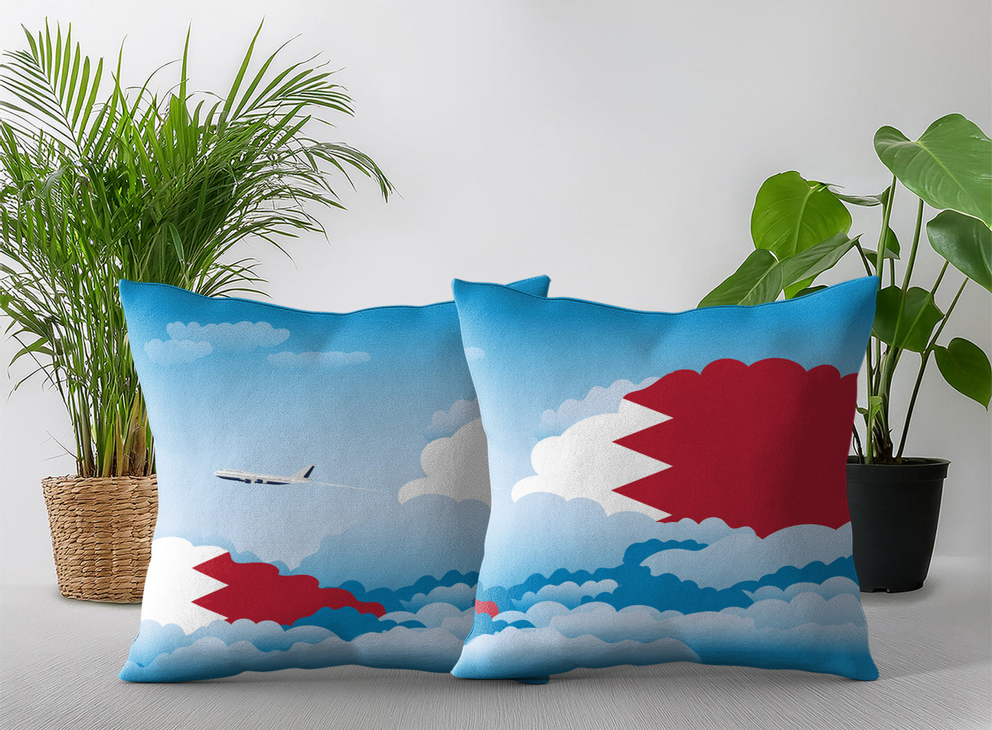 Bahrain Day Clouds Pillow Case and Pillow Throw