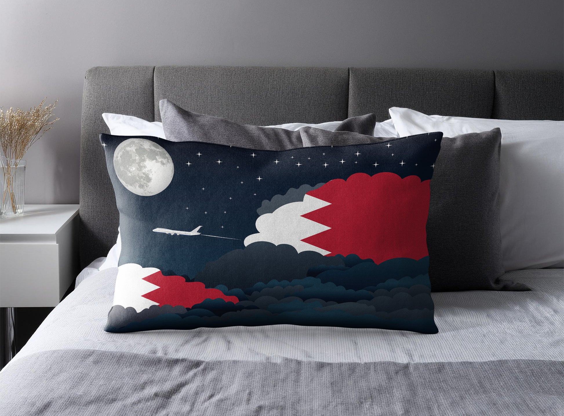 Bahrain Night Clouds Pillow Case and Pillow Throw