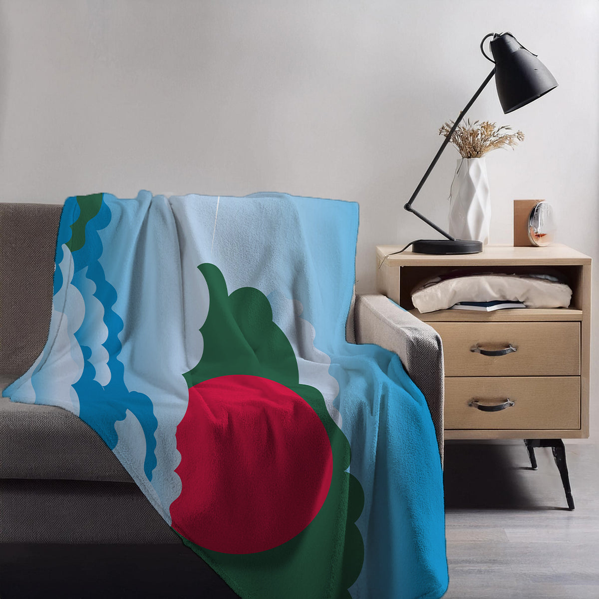 Bangladesh Day Clouds Blanket Throw