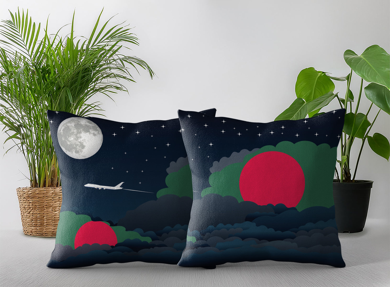 Bangladesh Night Clouds Pillow Case and Pillow Throw