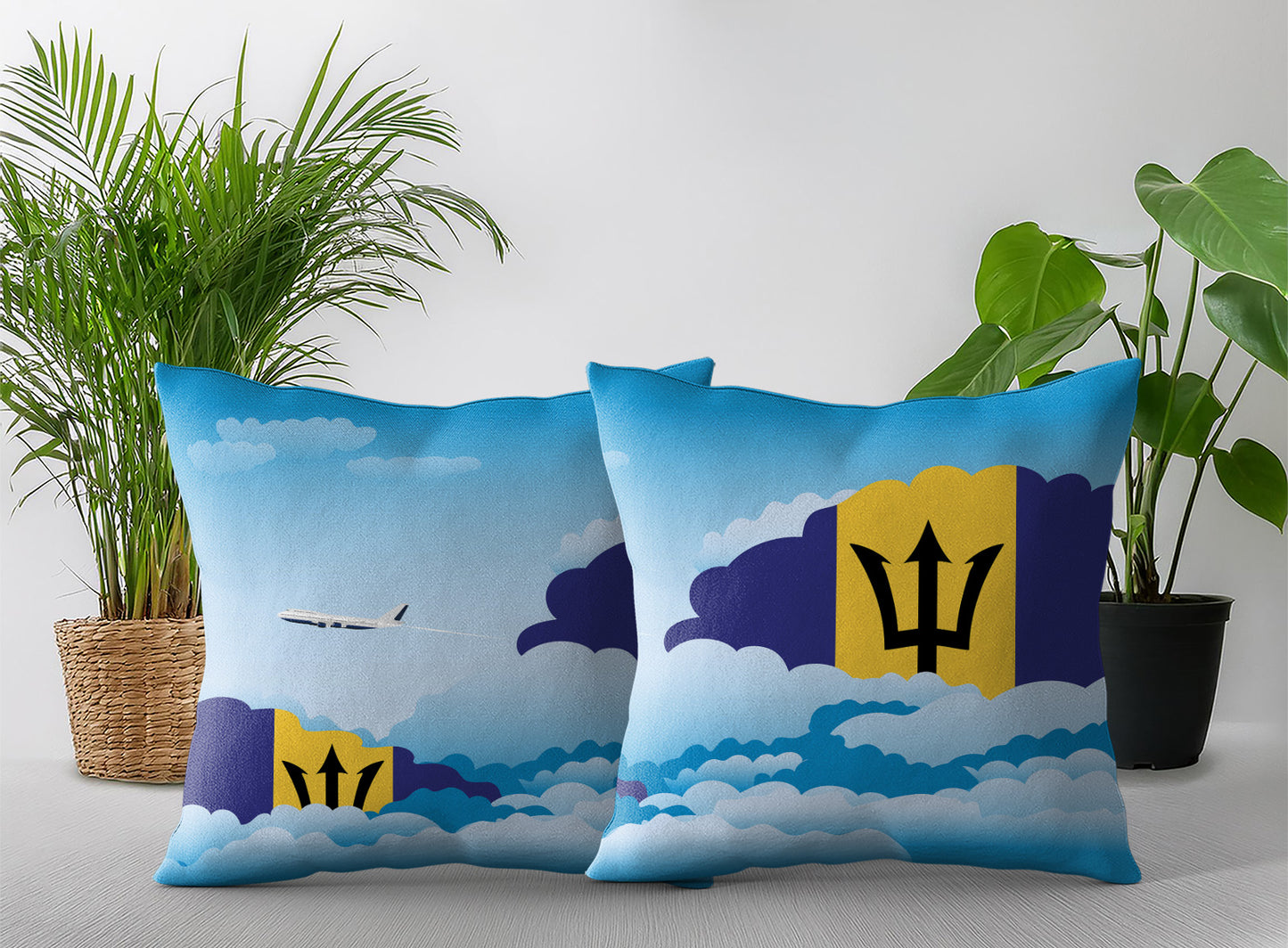 Barbados Day Clouds Pillow Case and Pillow Throw