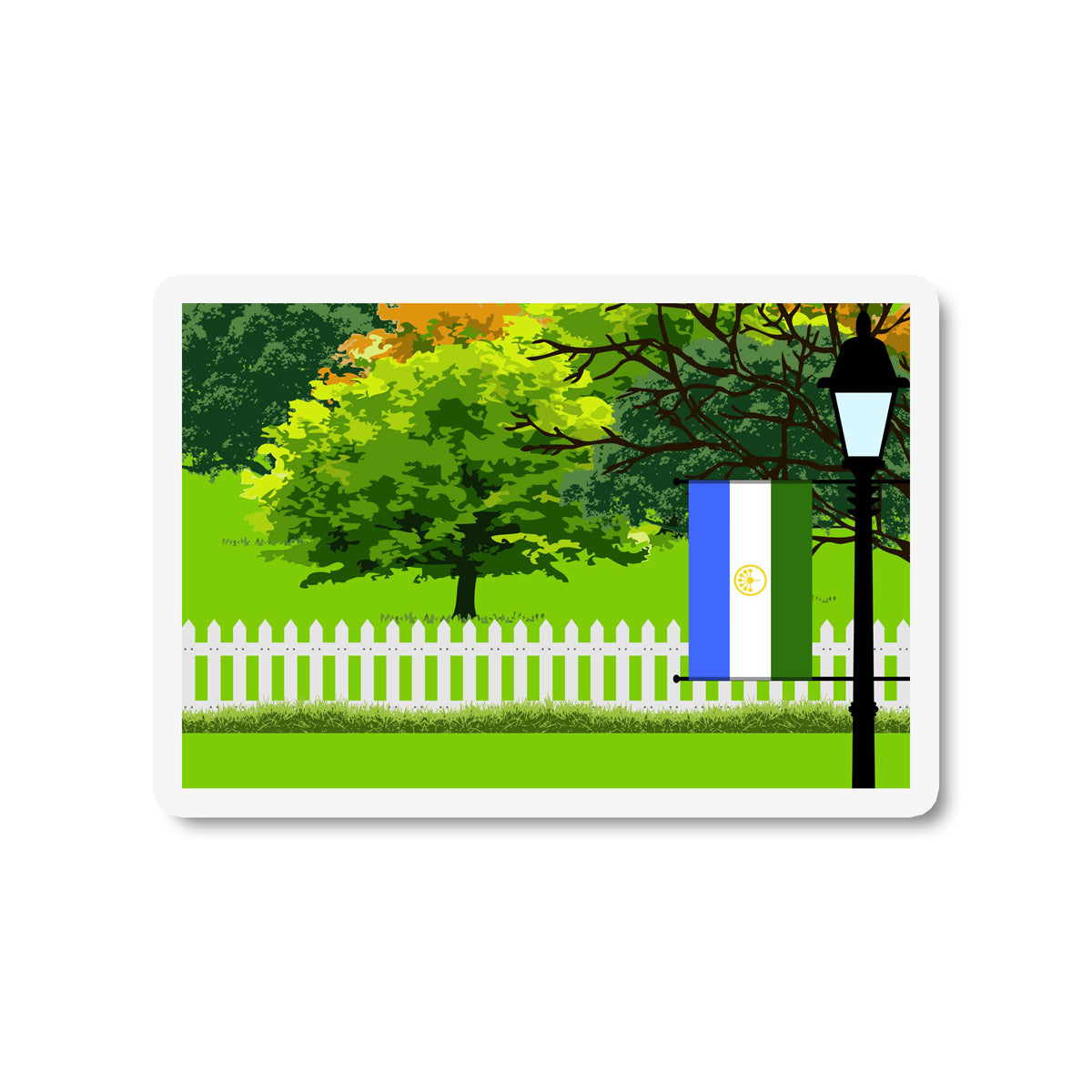 Bashkortostan Trees and Street Lamp Sticker