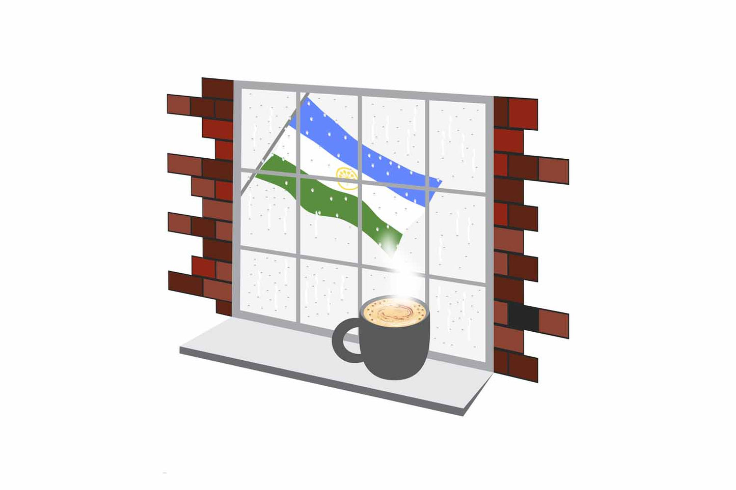 Bashkortostan Coffee Rain Window Fridge Magnet