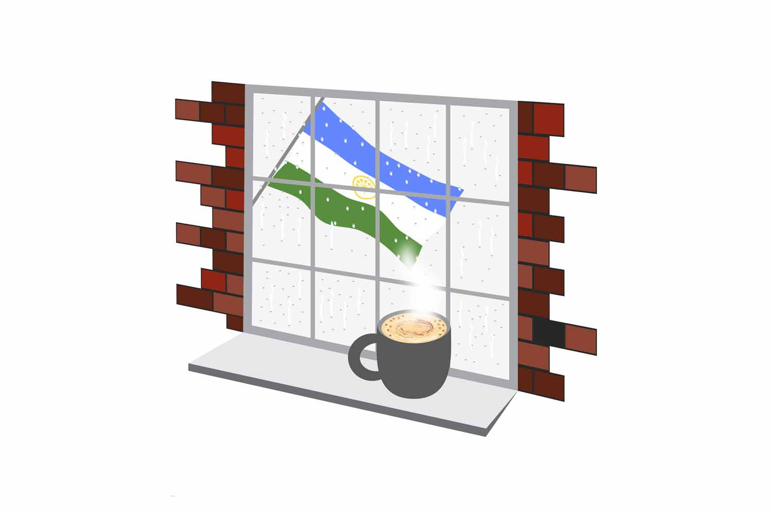 Bashkortostan Coffee Rain Window Fridge Magnet