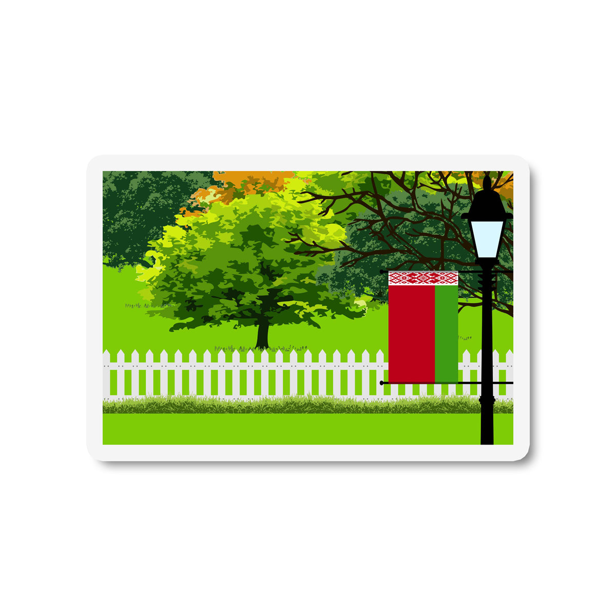 Belarus Trees Street Lamp Fridge Magnet