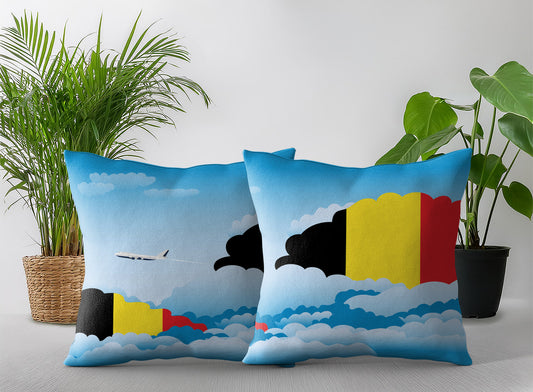 Belgium Day Clouds Pillow Case and Pillow Throw