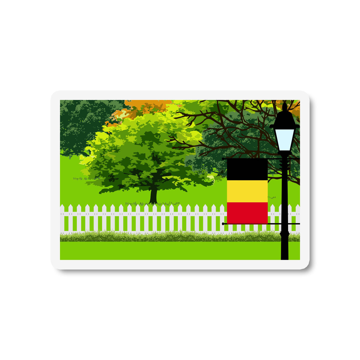 Belgium Trees Street Lamp Fridge Magnet