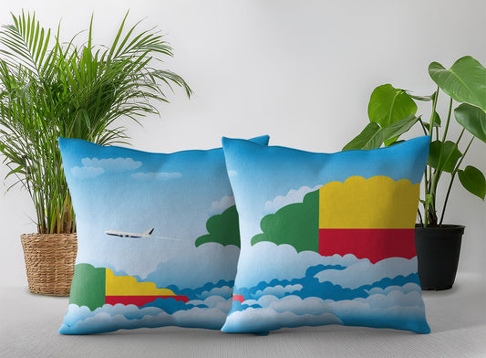 Benin Day Clouds Pillow Case and Pillow Throw