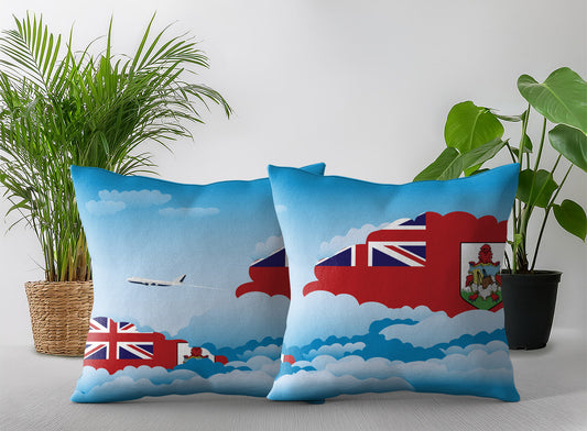 Bermuda Day Clouds Pillow Case and Pillow Throw