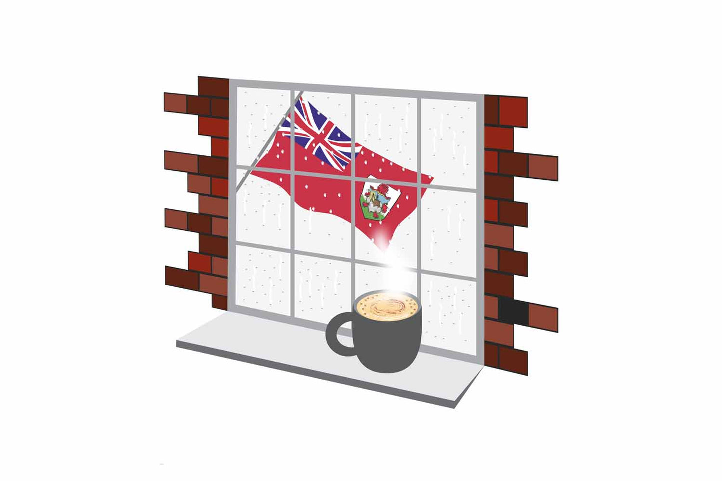 Bermuda Coffee Rain Window Fridge Magnet