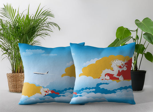 Bhutan Day Clouds Pillow Case and Pillow Throw