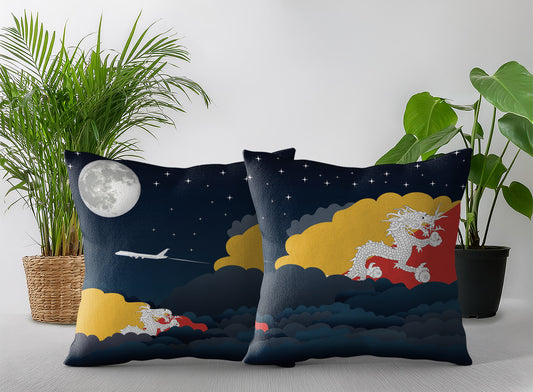 Bhutan Night Clouds Pillow Case and Pillow Throw