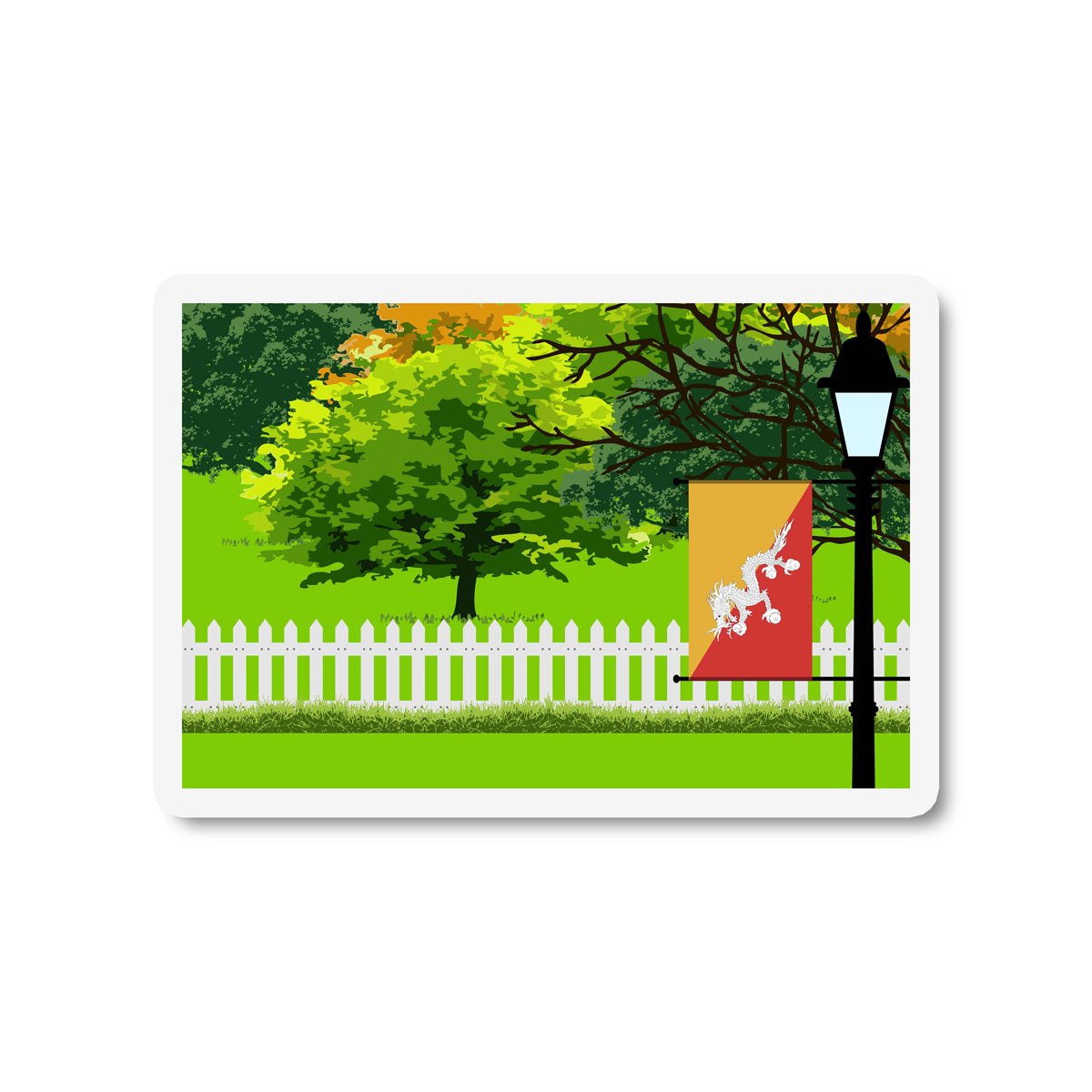 Bhutan Trees Street Lamp Fridge Magnet