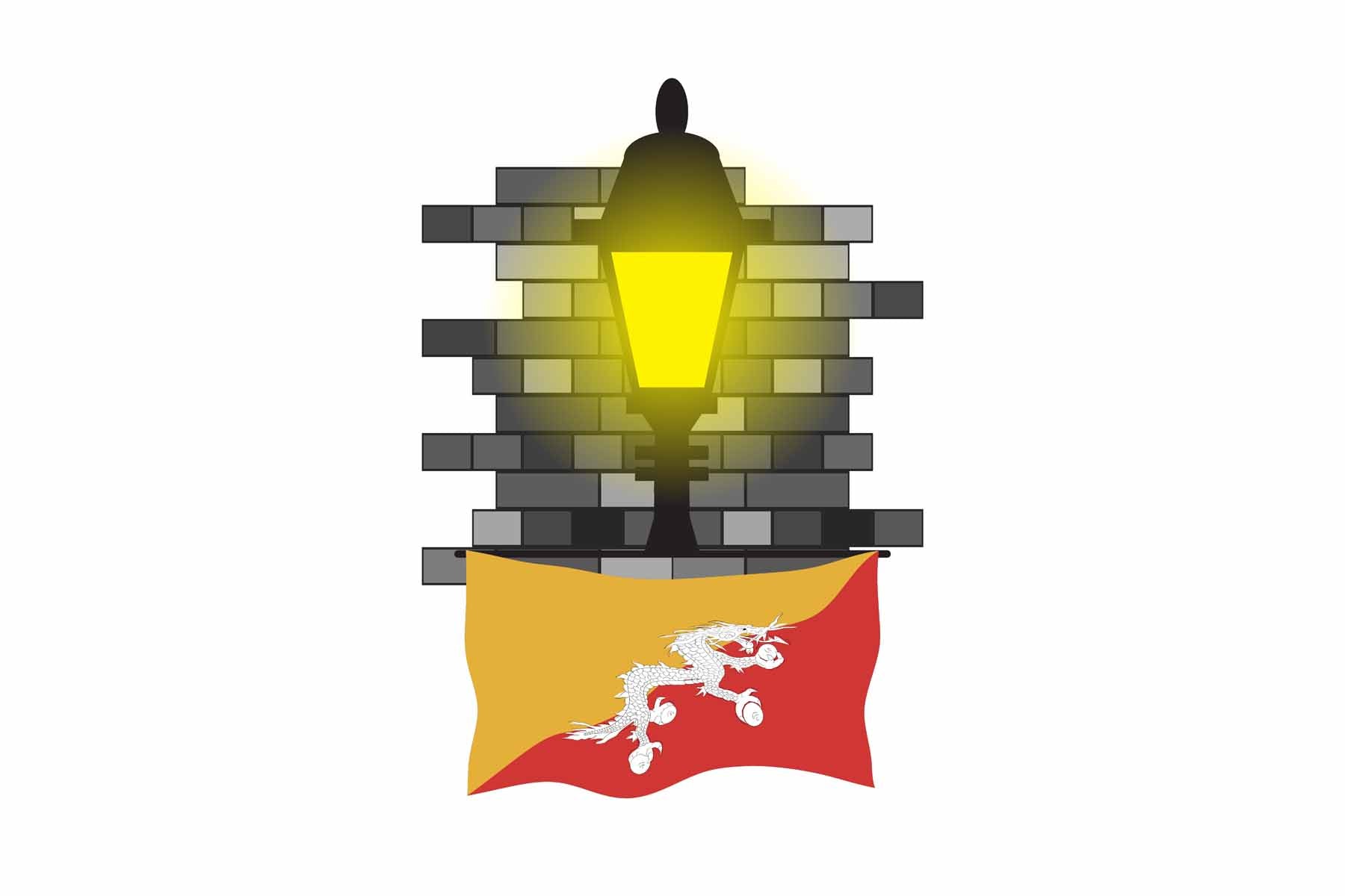 Bhutan Street Lamp Bricks Fridge Magnet