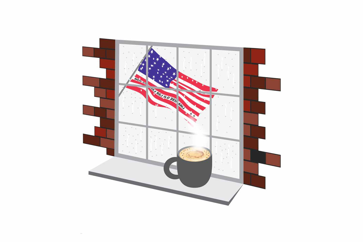 Bikini Atoll Coffee Rain Window Fridge Magnet