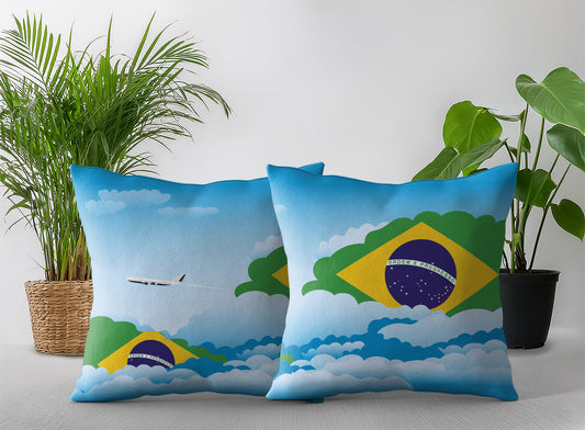 Brazil Day Clouds Pillow Case and Pillow Throw