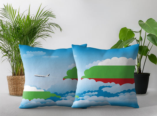 Bulgaria Day Clouds Pillow Case and Pillow Throw