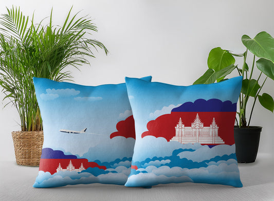Cambodia Day Clouds Pillow Case and Pillow Throw