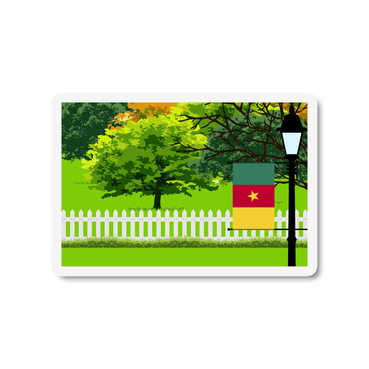 Cameroon Trees and Street Lamp Sticker