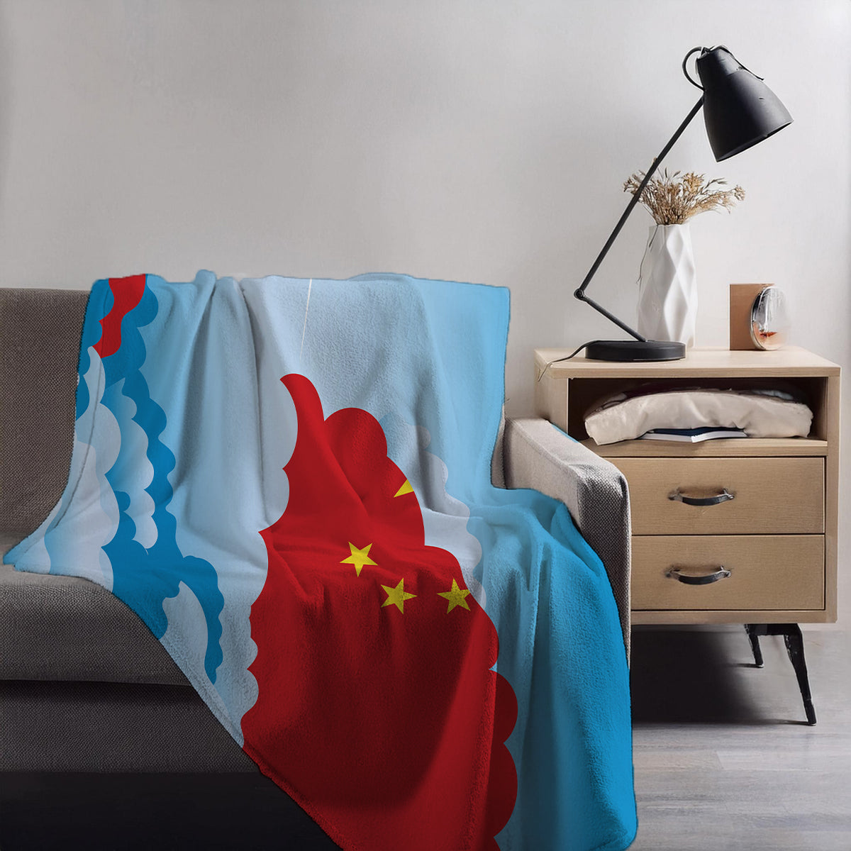 China Day Clouds Blanket Throw