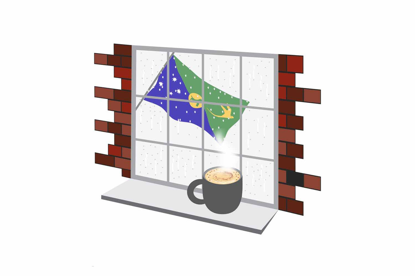 Christmas Island Coffee Rain Window Fridge Magnet