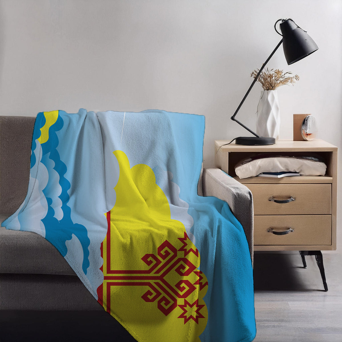 Chuvashia Day Clouds Blanket Throw