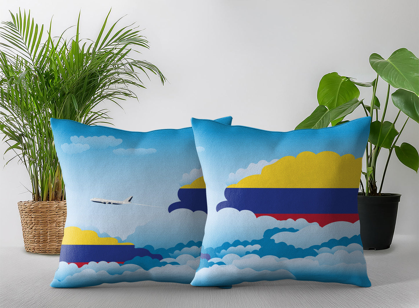 Colombia Day Clouds Pillow Case and Pillow Throw