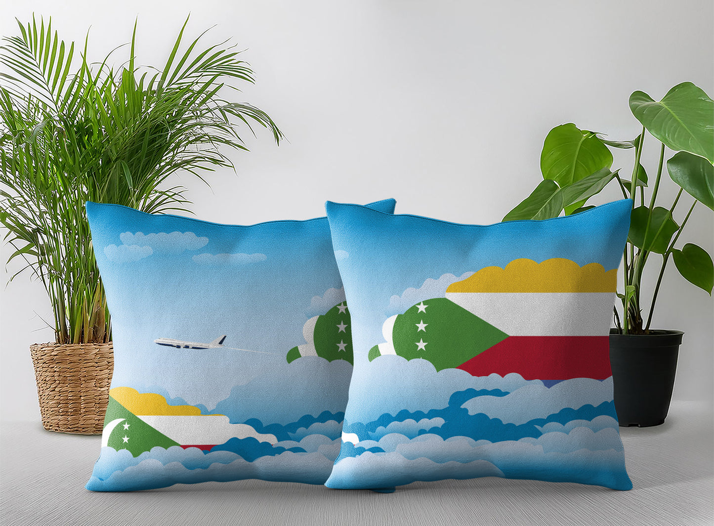 Comoros Day Clouds Pillow Case and Pillow Throw