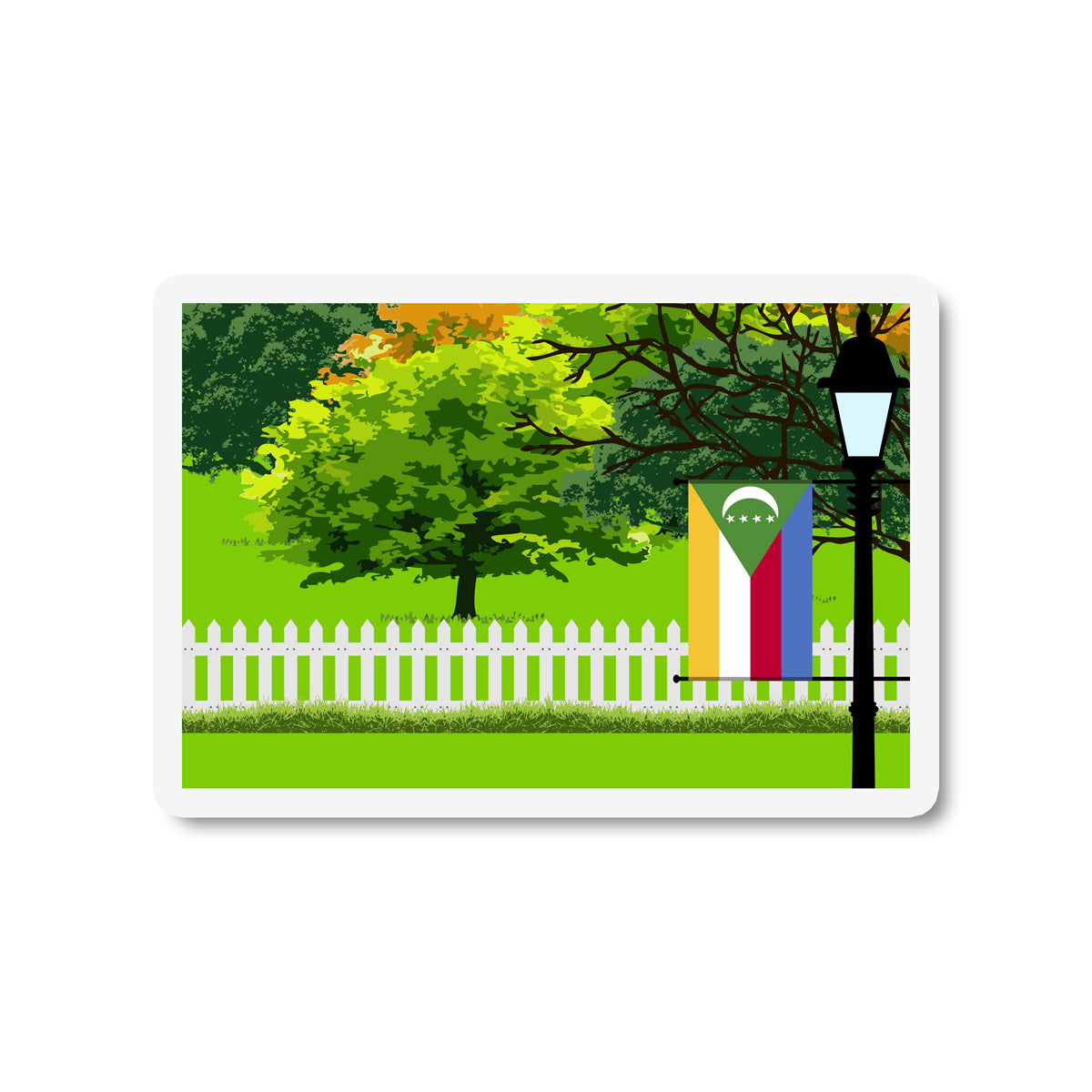 Comoros Trees Street Lamp Fridge Magnet