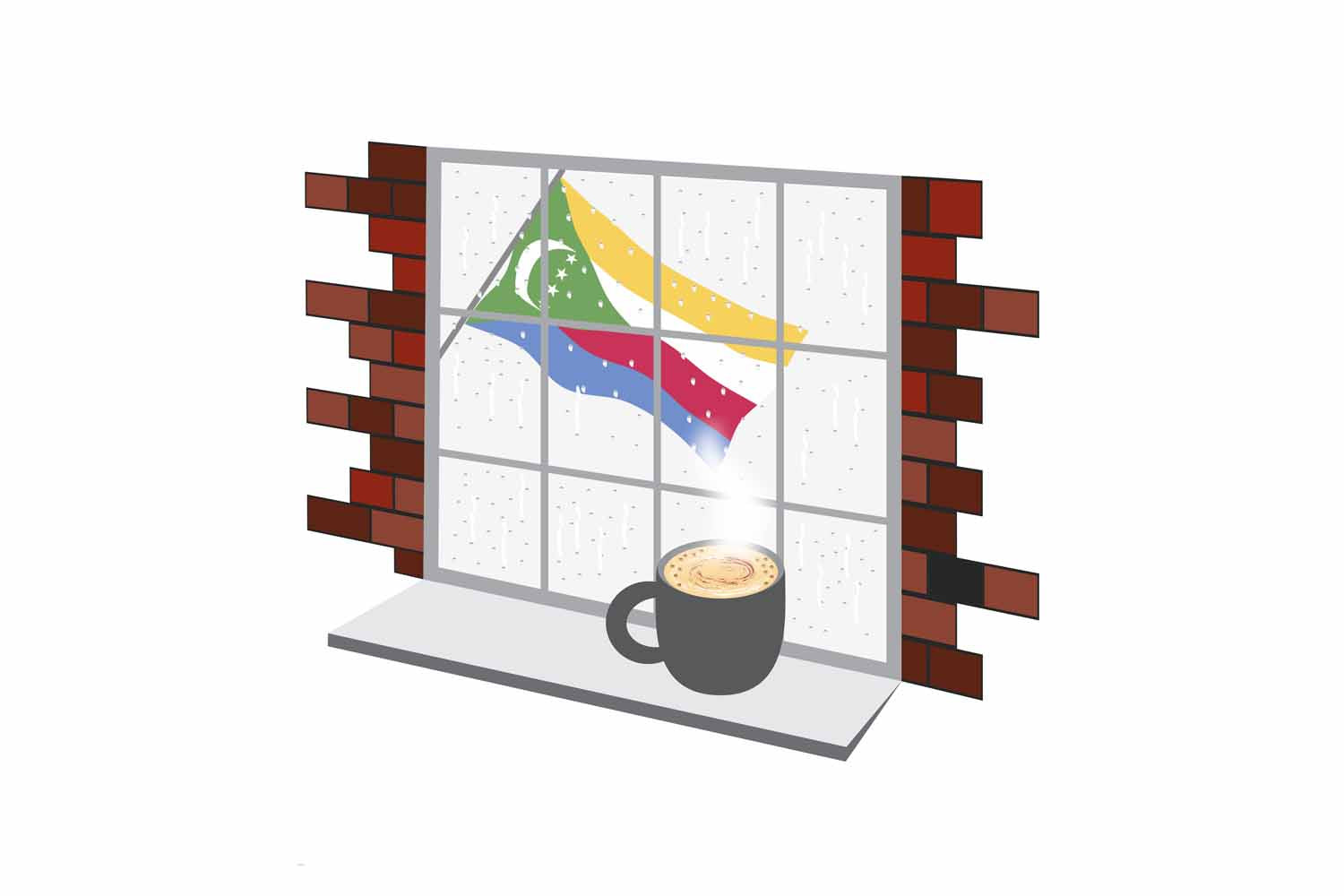 Comoros Coffee Rain Window Fridge Magnet