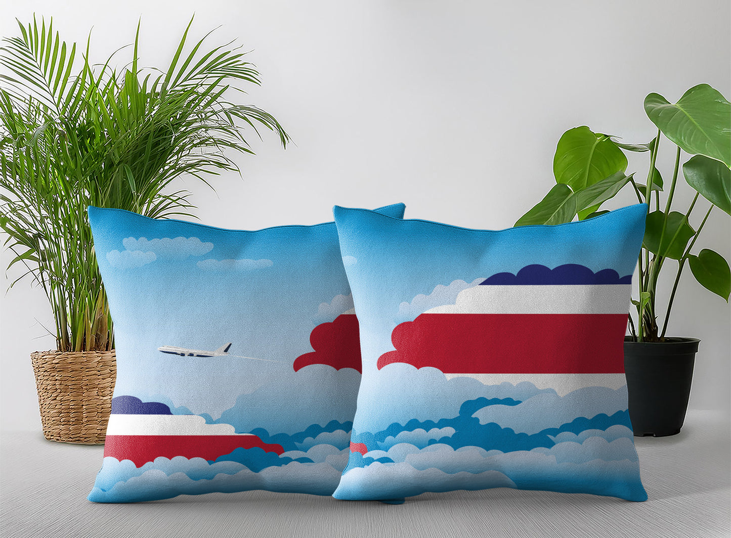 Costa Rica Day Clouds Pillow Case and Pillow Throw