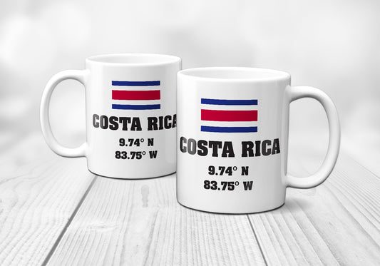 Costa Rica Laitutude Longitude Mug