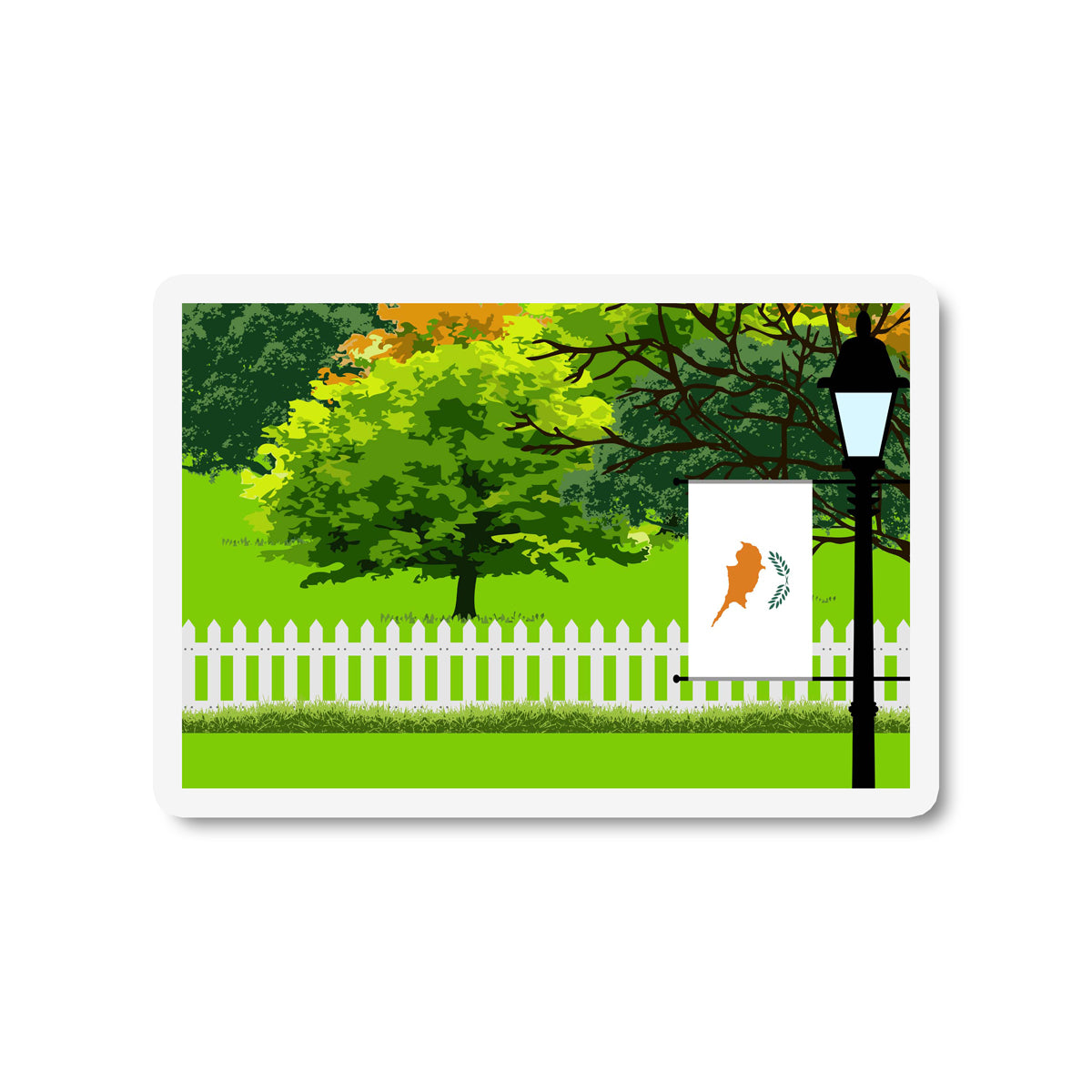 Cyprus Trees Street Lamp Fridge Magnet