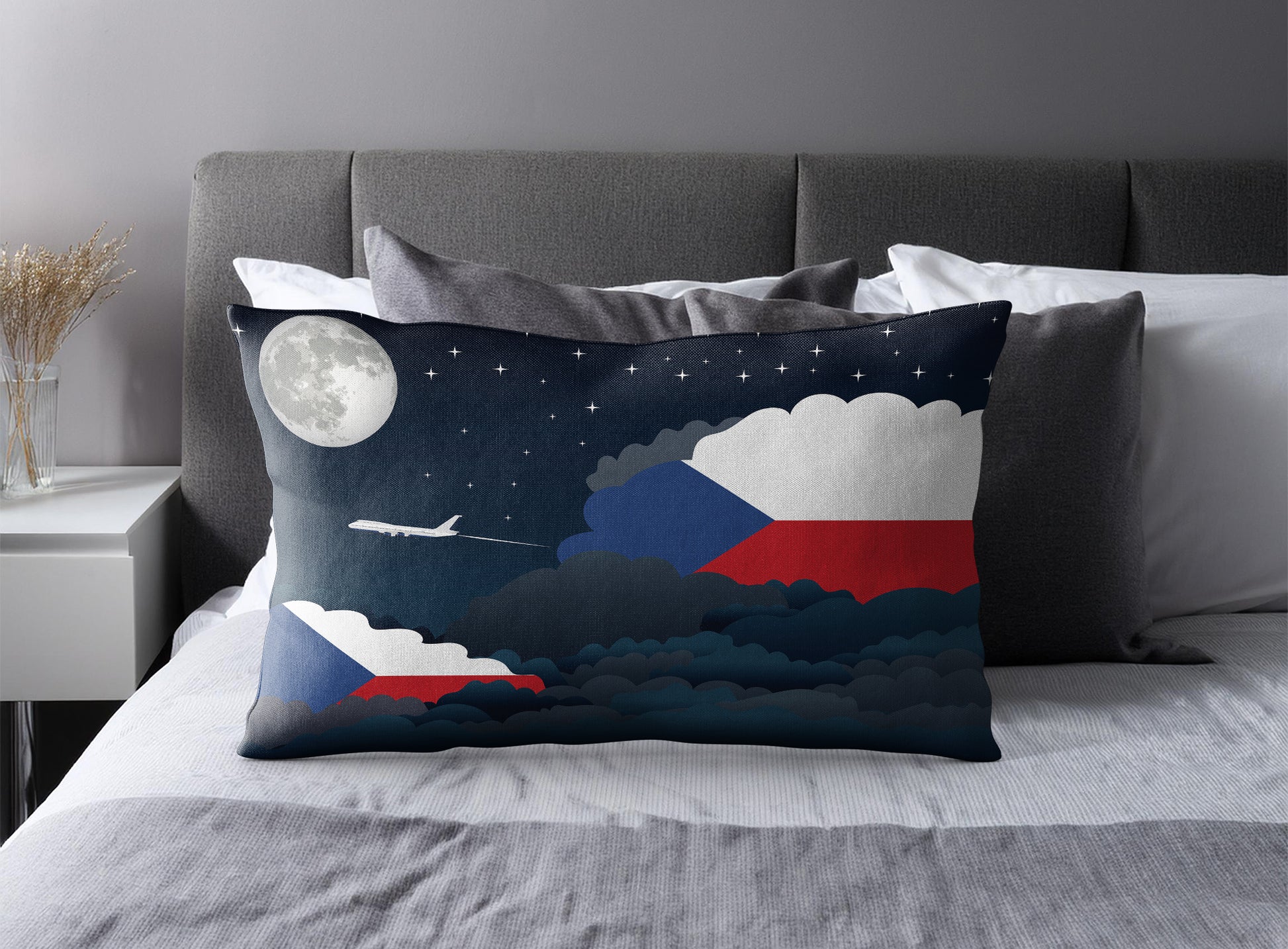 Czech Republic Night Clouds Pillow Case and Pillow Throw