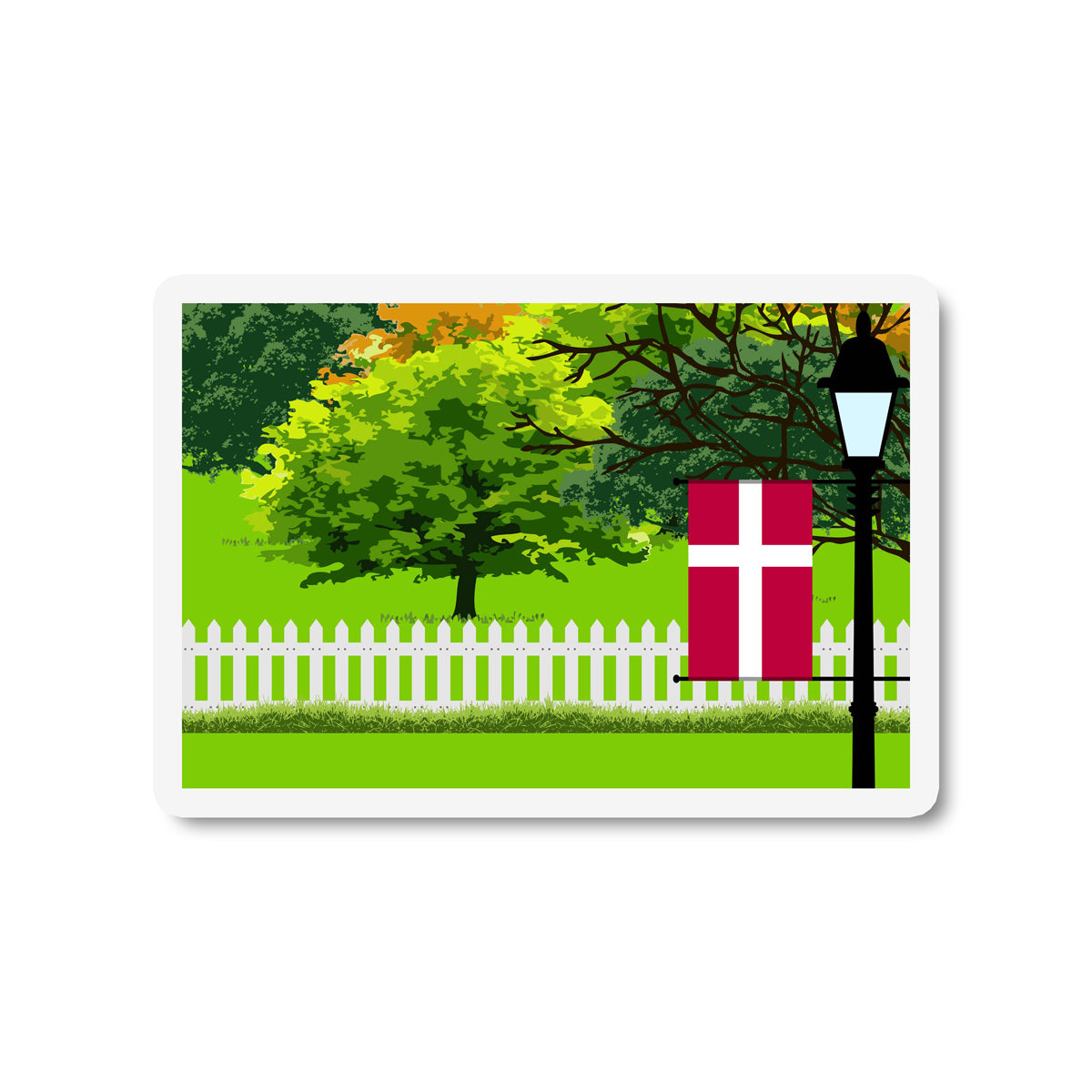 Denmark Trees Street Lamp Fridge Magnet