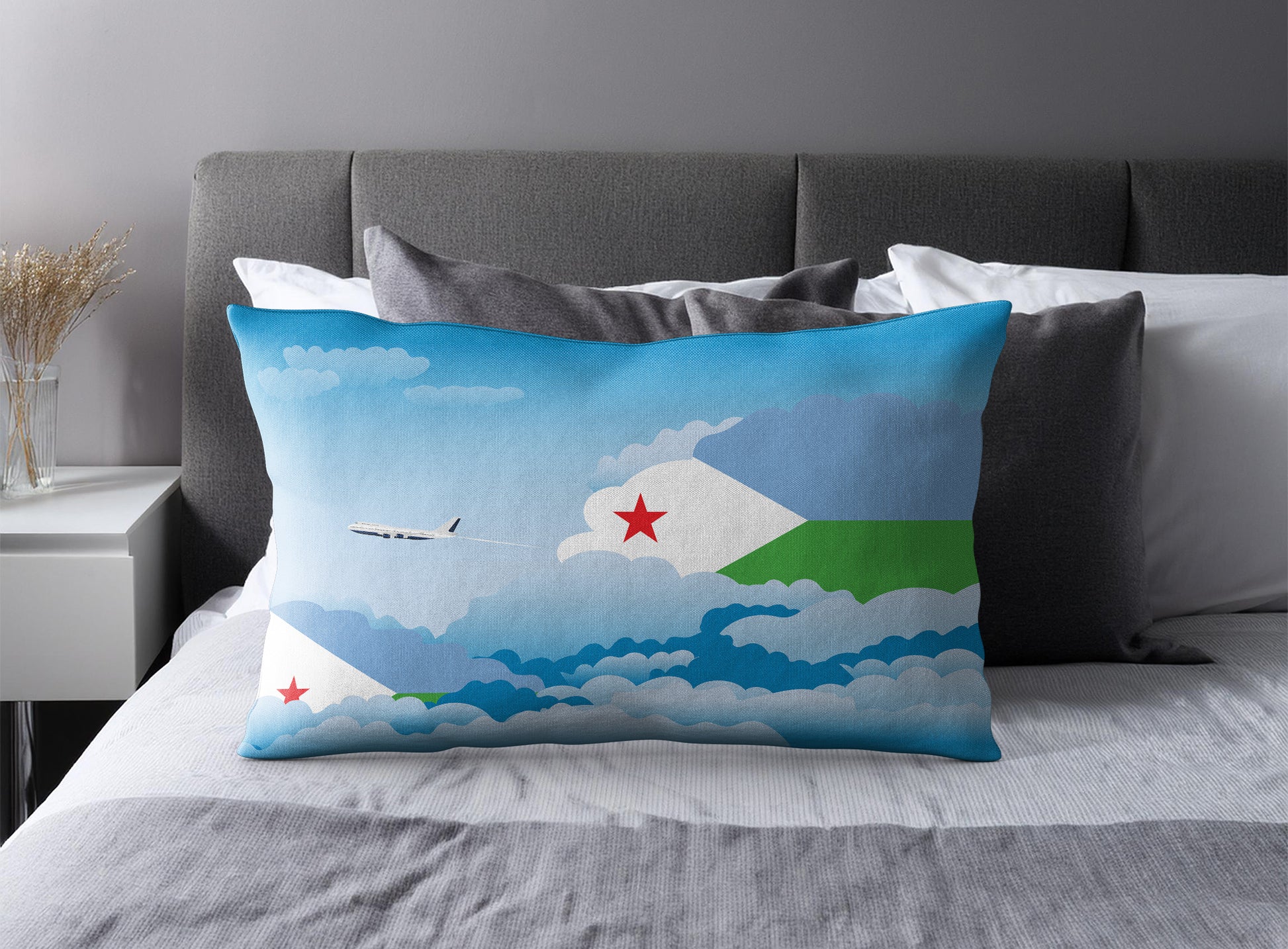 Djibouti Day Clouds Pillow Case and Pillow Throw