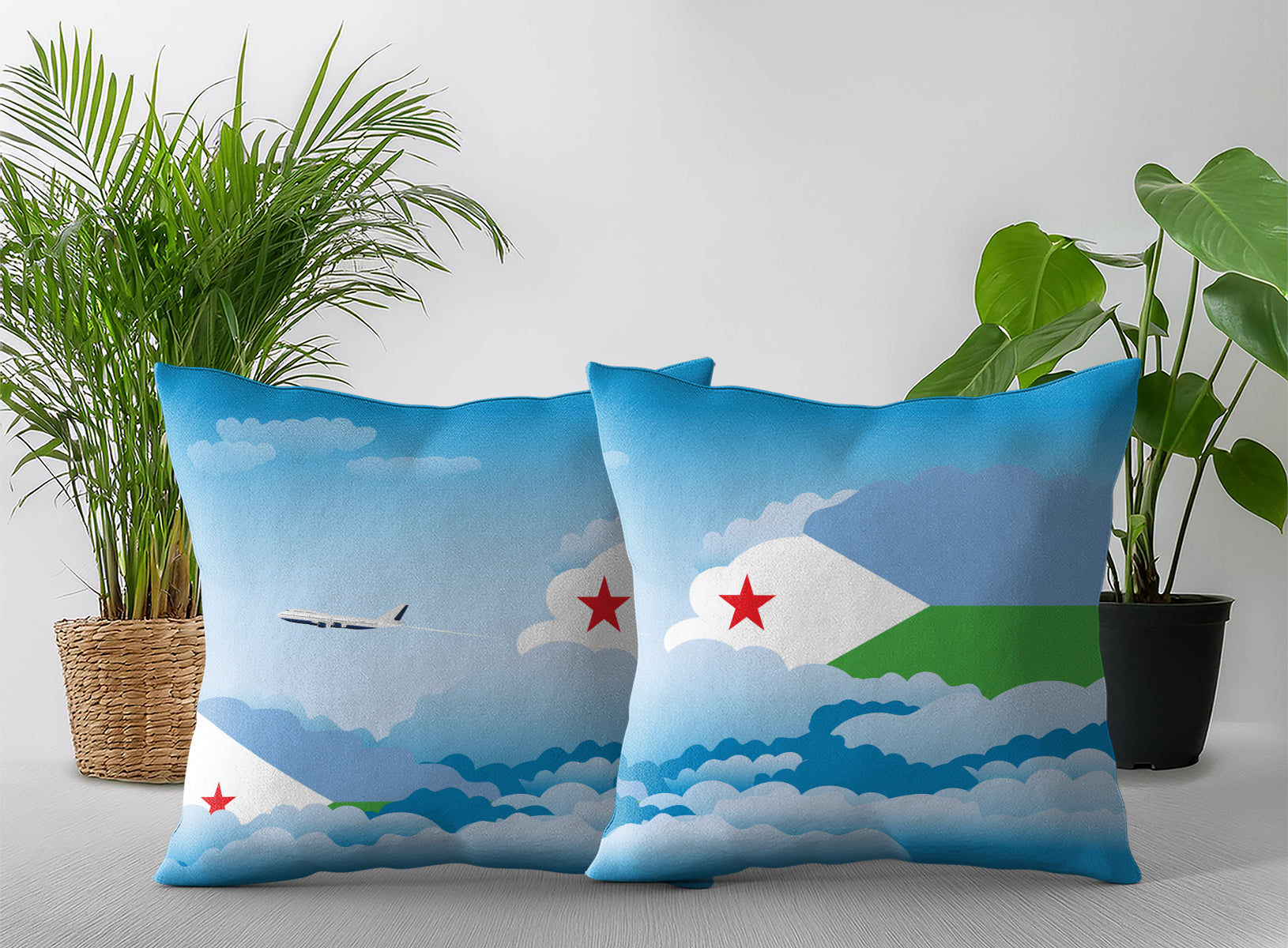 Djibouti Day Clouds Pillow Case and Pillow Throw