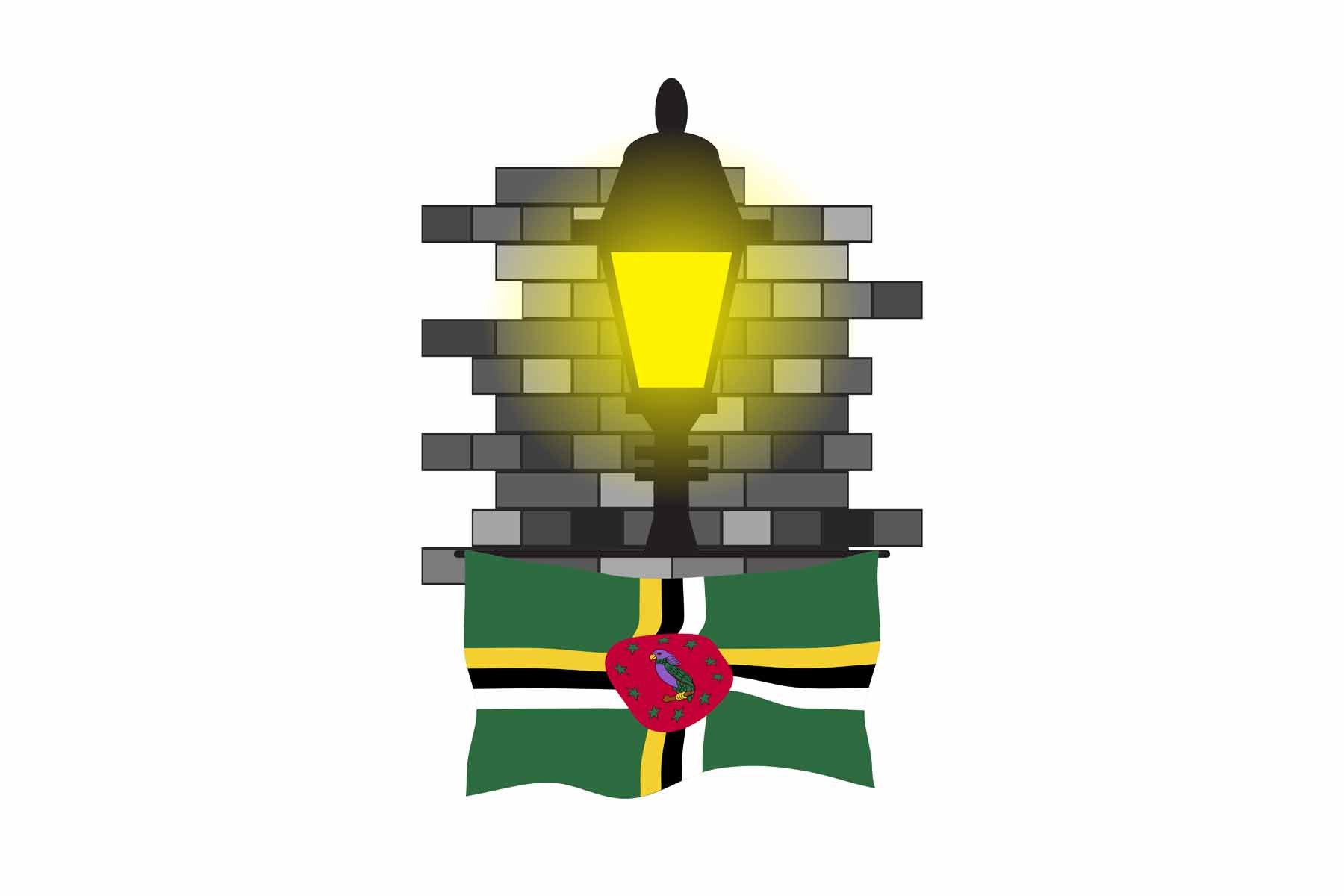 Dominica Street Lamp Bricks Fridge Magnet