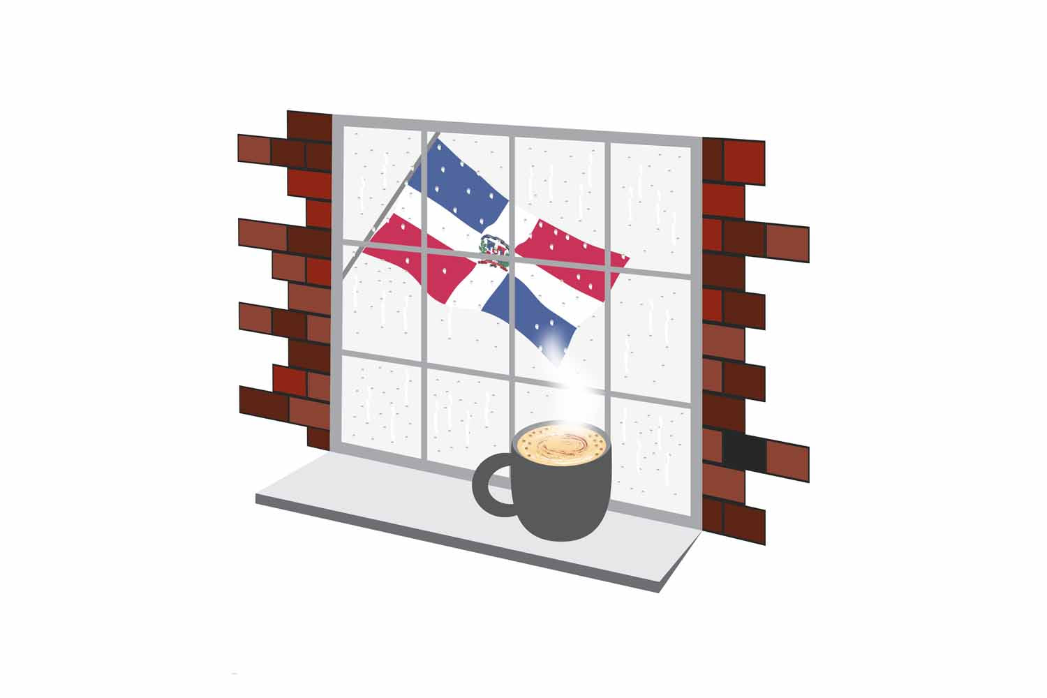 Dominican Republic Coffee Rain Window Sticker
